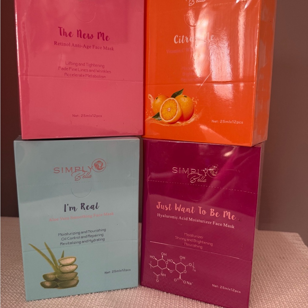 Simply Belle Skincare Mask Collection - Pink, Orange, Blue, Purple